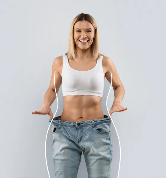 Patient celebrating significant weight loss results